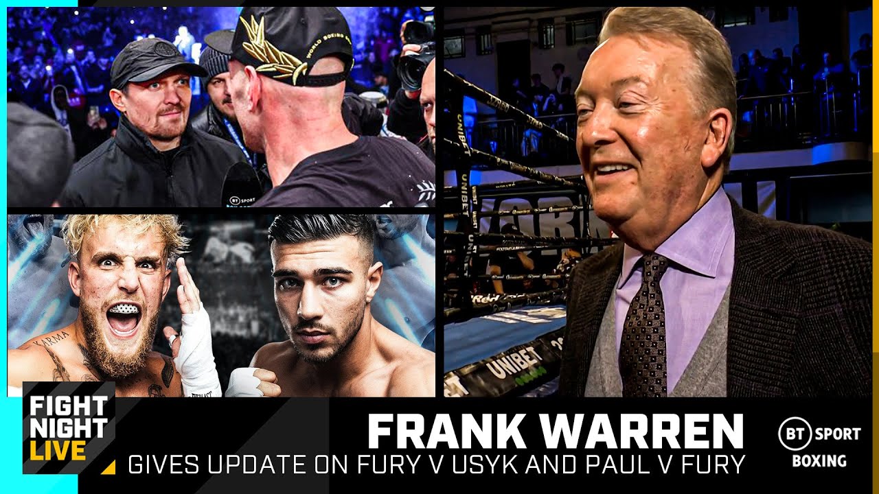 Frank Warren gives an update on Tyson Fury v Oleksandr Usyk and predicts Jake Paul v Tommy Fury 🥊