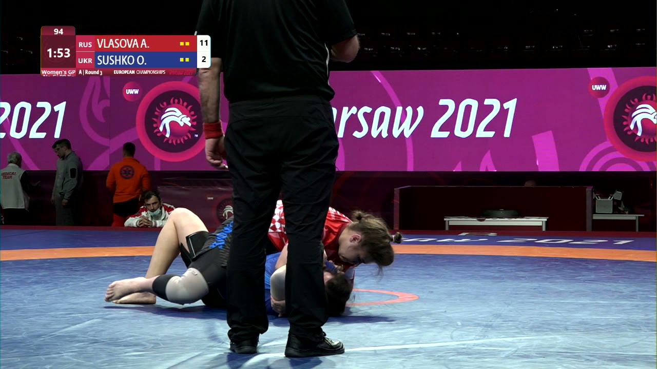 Round 3 Women's GP No-Gi - 90 kg: A. VLASOVA (RUS) v. O. SUSHKO (UKR) background