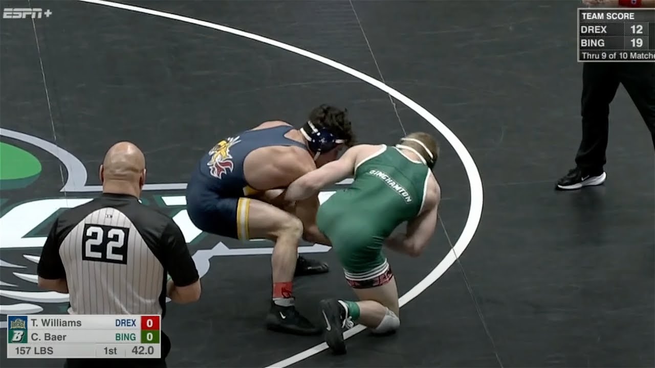 157lbs Tyler Williams (Drexel) vs Carter Baer (Binghamton) background