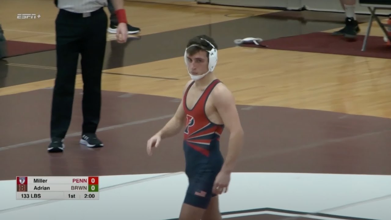133lbs Ryan Miller (Penn) vs Hunter Adrian (Brown) background
