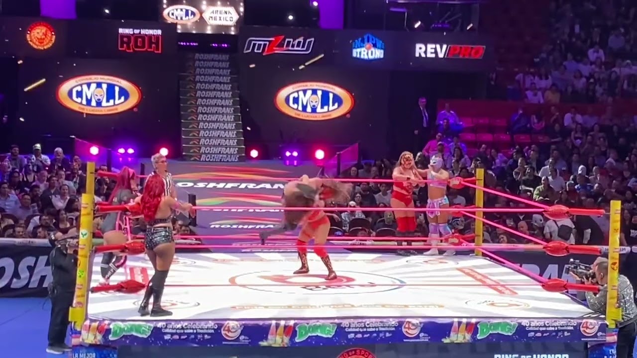 CMLL: La Catalina, Jarochita y Lluvia Vs Reyna Isis, Zeuxis y Olympia backdrop