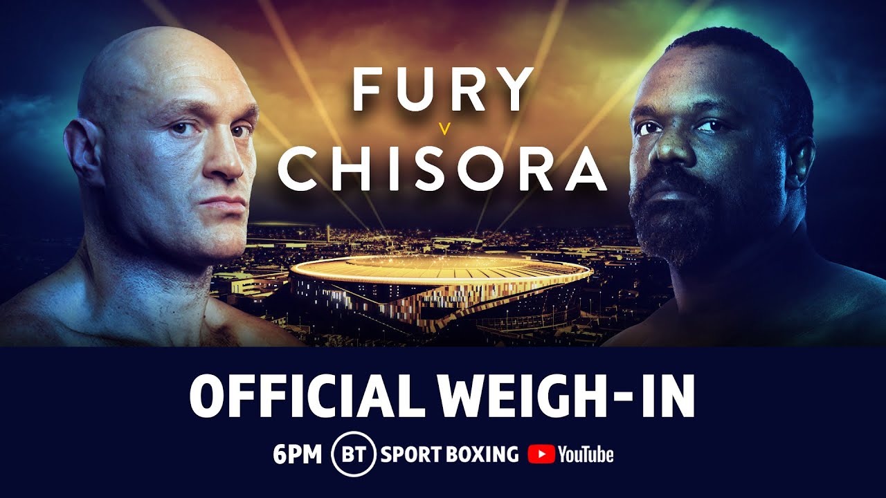 Tyson Fury and Dereck Chisora weigh-in 24 hours before they battle for WBC World Heavyweight Gold background