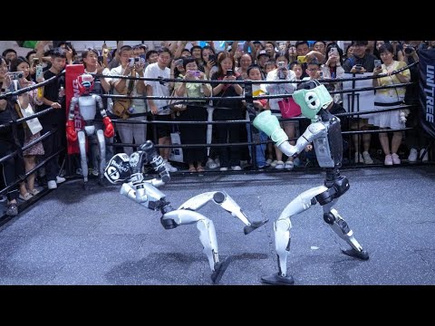 Robots Battle for Gold in Boxing For Robot Olympics background
