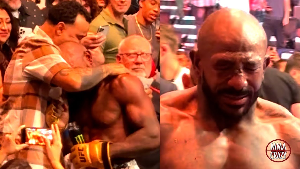 Khalil Rountree in TEARS following TKO loss to Alex Pereira at UFC 307 background