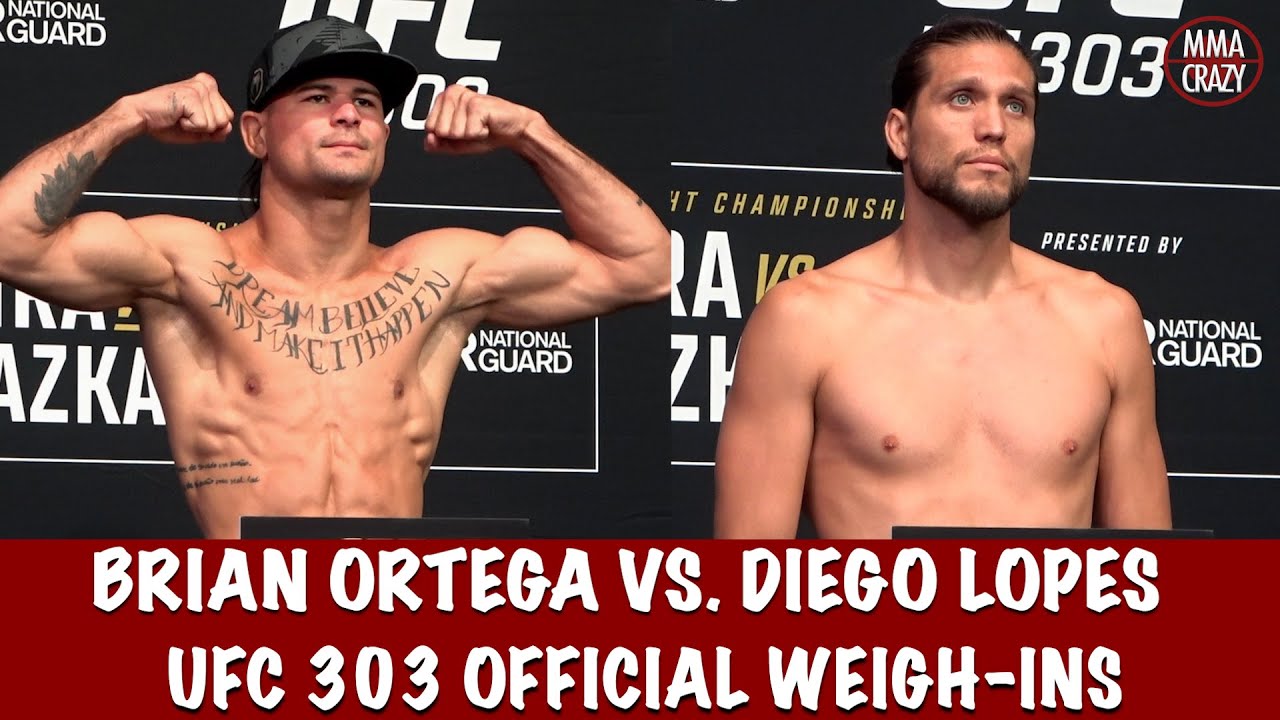 UFC 303 Official Weigh ins: Brian Ortega & Diego Lopes (LIGHTWEIGHT BOUT) background