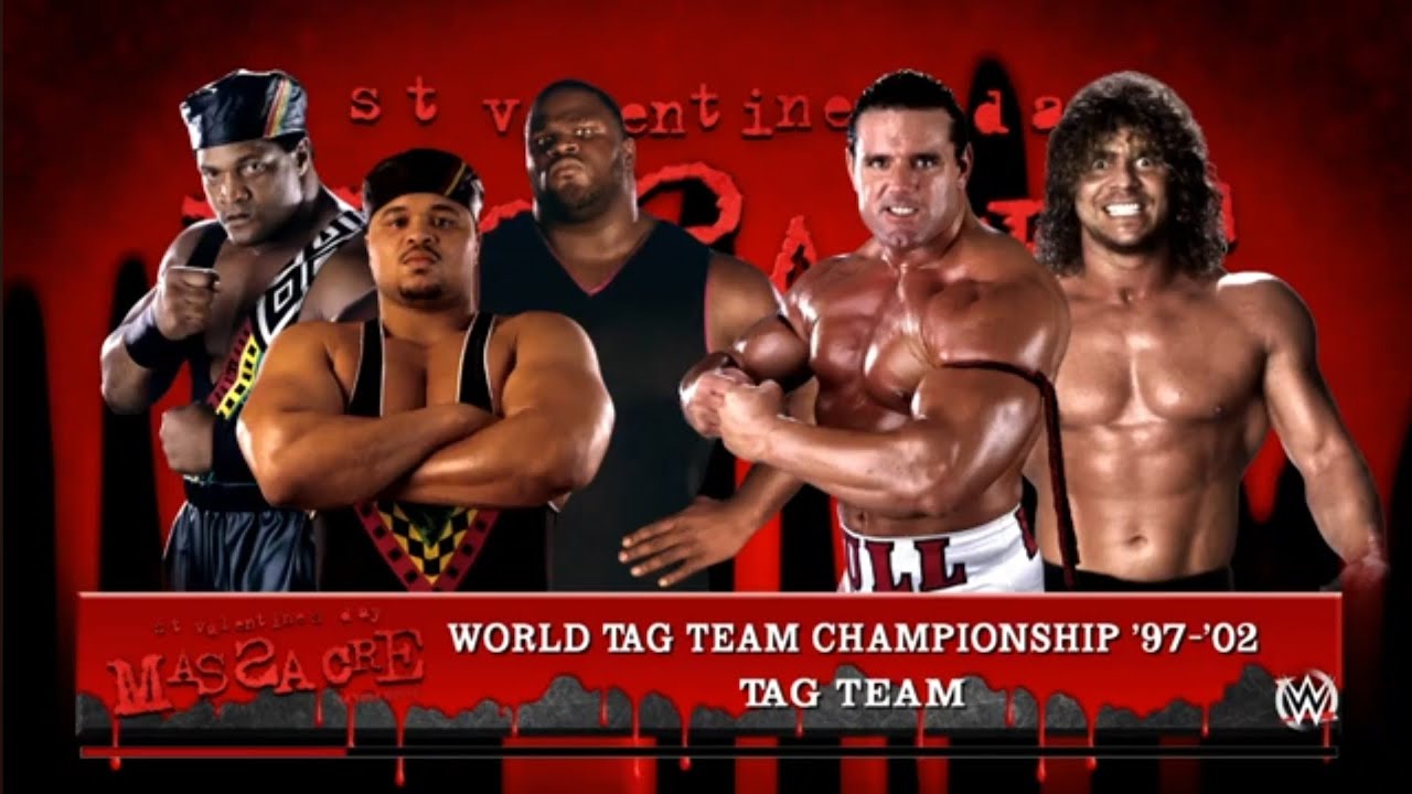 D-lo and Henry vs Bulldog & Pillman. St Valentines Day Massacre 99. WWE 2K16 background