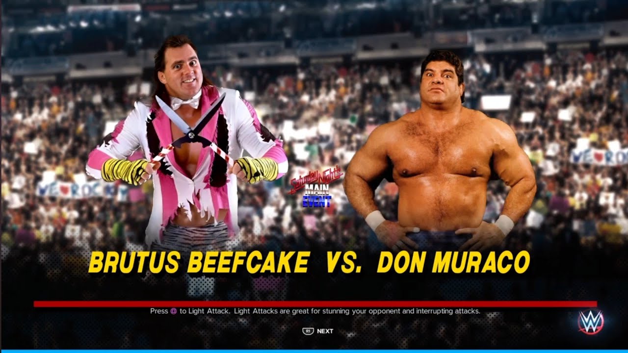 Brutus Beefcake vs Don Muraco. WWE 2K23 background