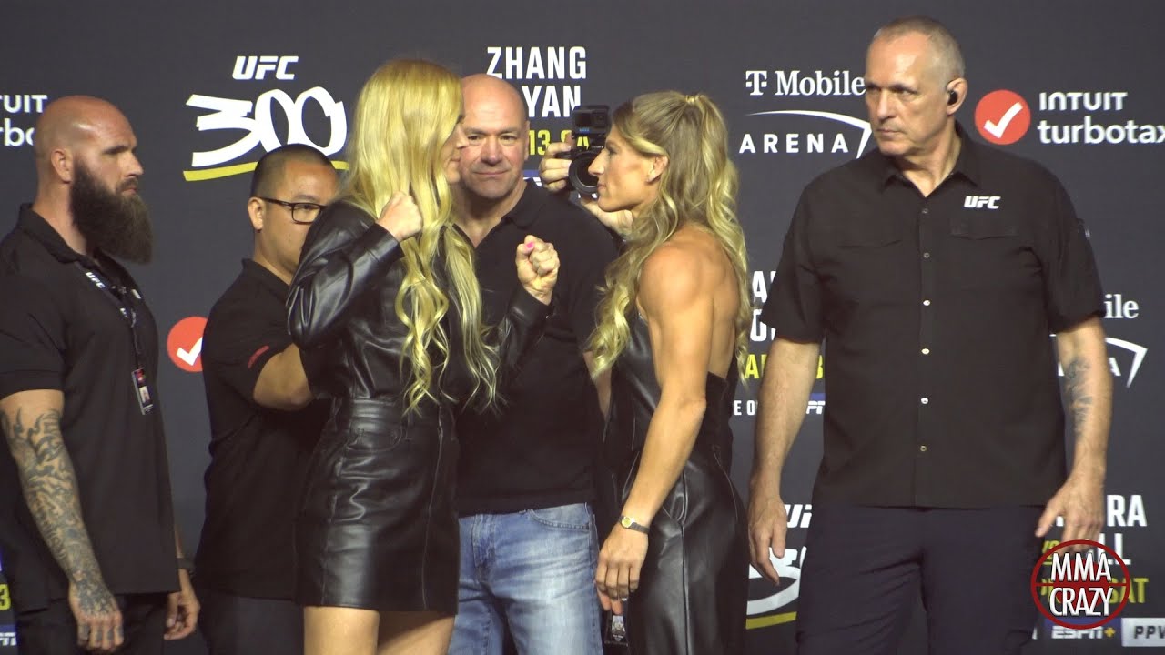 Holly Holm vs. Kayla Harrison LONG FIRST Face Off at UFC 300 background