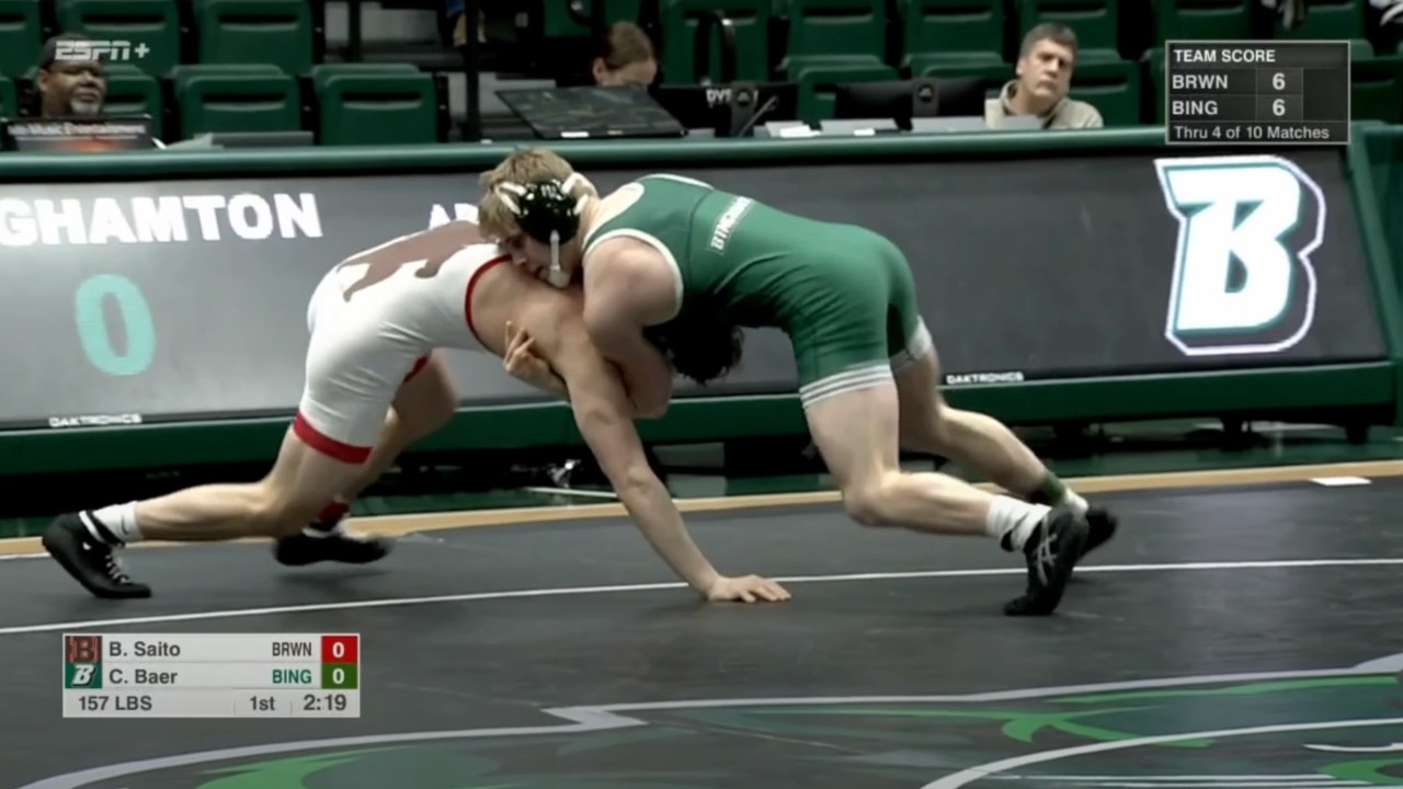 157lbs Blake Saito (Brown) vs Carter Baer (Binghamton)