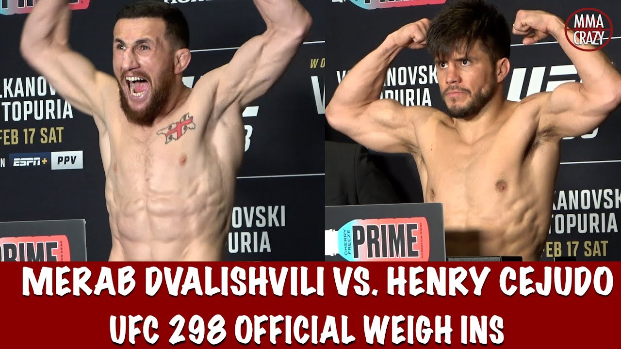 Merab Dvalishvili explodes shouting “VIVA MEXICO” & Henry Cejudo Weigh in for UFC 298