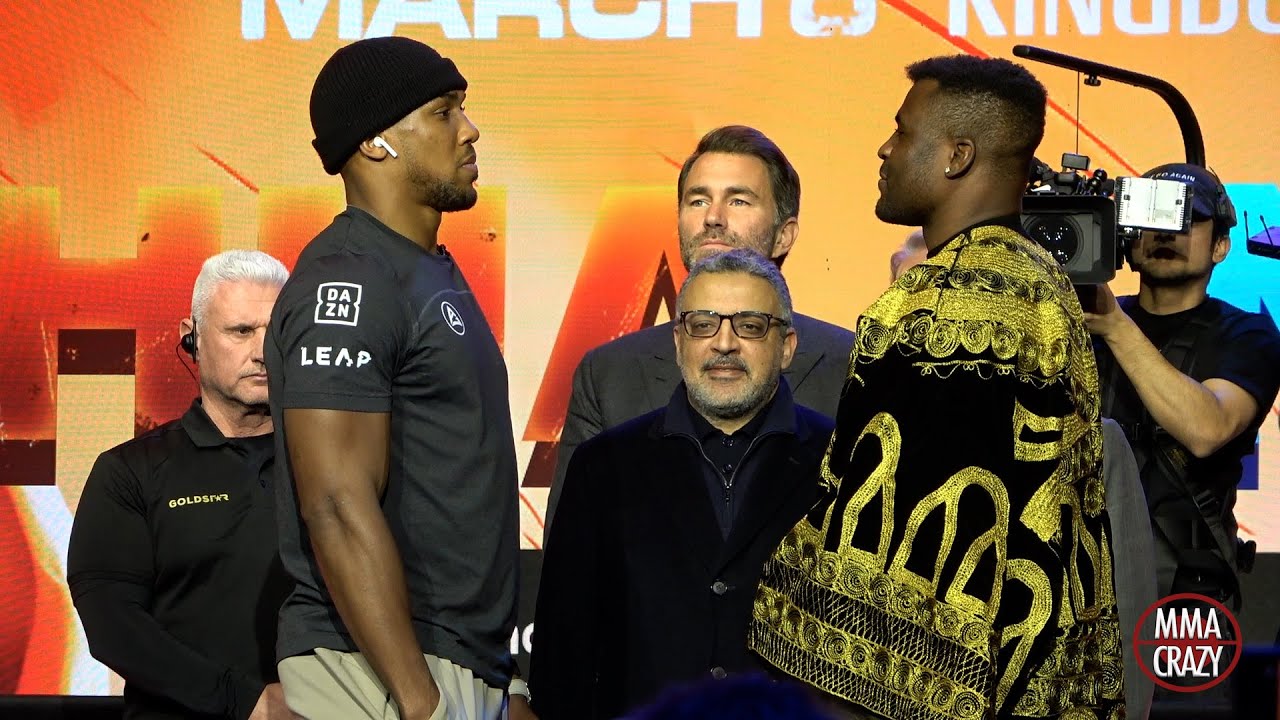 Anthony Joshua vs Francis Ngannou FIRST FACE OFF background
