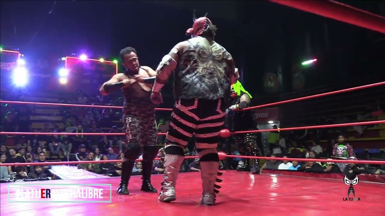 Lucha estelar de peso: La Puerquiza Vs BigStripers en la Arena Neza background