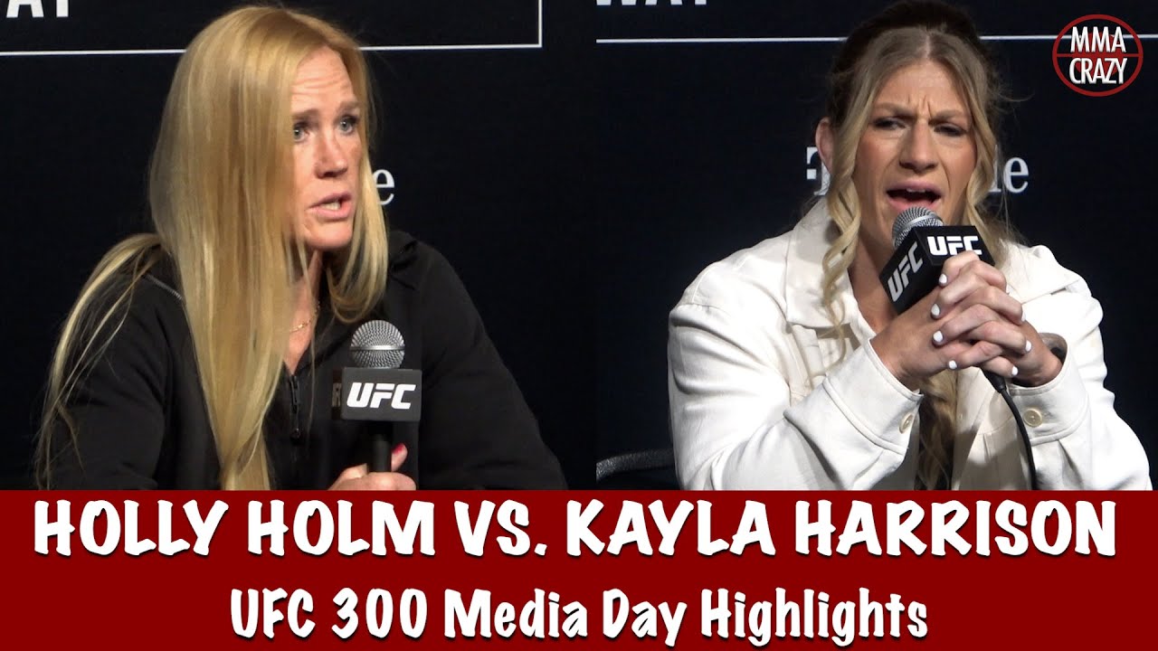 UFC 300: Holly Holm & Kayla Harrison Media Day Highlights background
