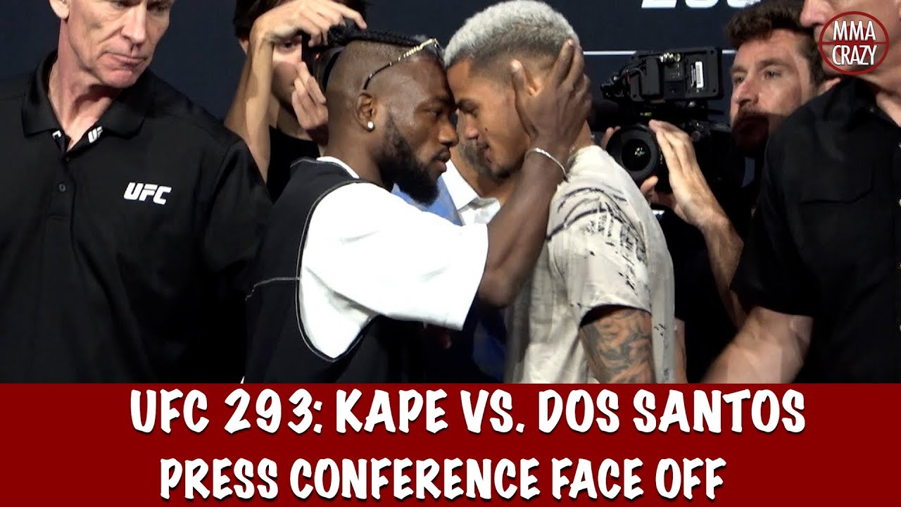 Manel Kape GRABS Felipe dos Santos head during Face off at UFC 293 Presser background