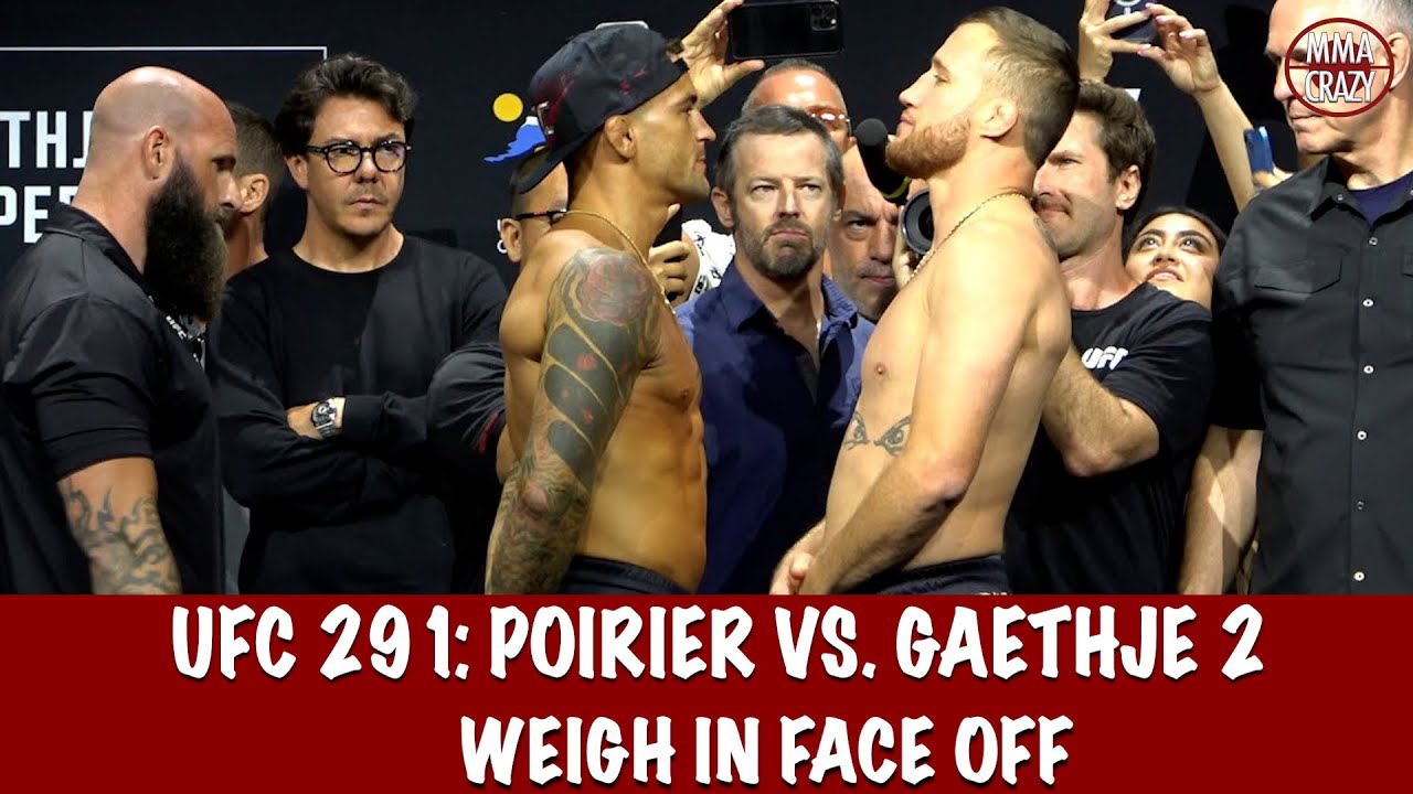 UFC 291: Dustin Poirier vs. Justin Gaethje 2 weigh in Face off background