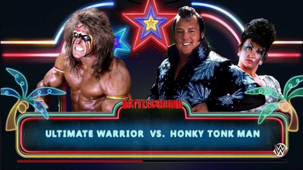 Ultimate Warrior vs Honky Tonk Man. National Wrestling Conference. WWE 2K16 background