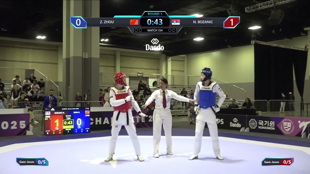 134 Round of 16 W +67kg CHN Z ZHOU SRB N BOZANIC PGM background