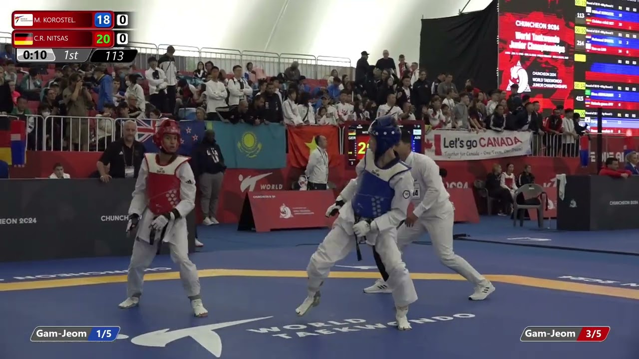 113 Round of 32 Men 48kg AIN KOROSTELEV Mikhail GER NITSAS Christos rafail backdrop