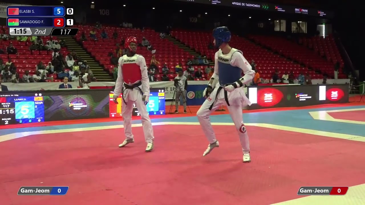 117 Semi final M 80kg MAR ELASBI S BUR SAWADOGO F PGM | African Qualification Tournament background