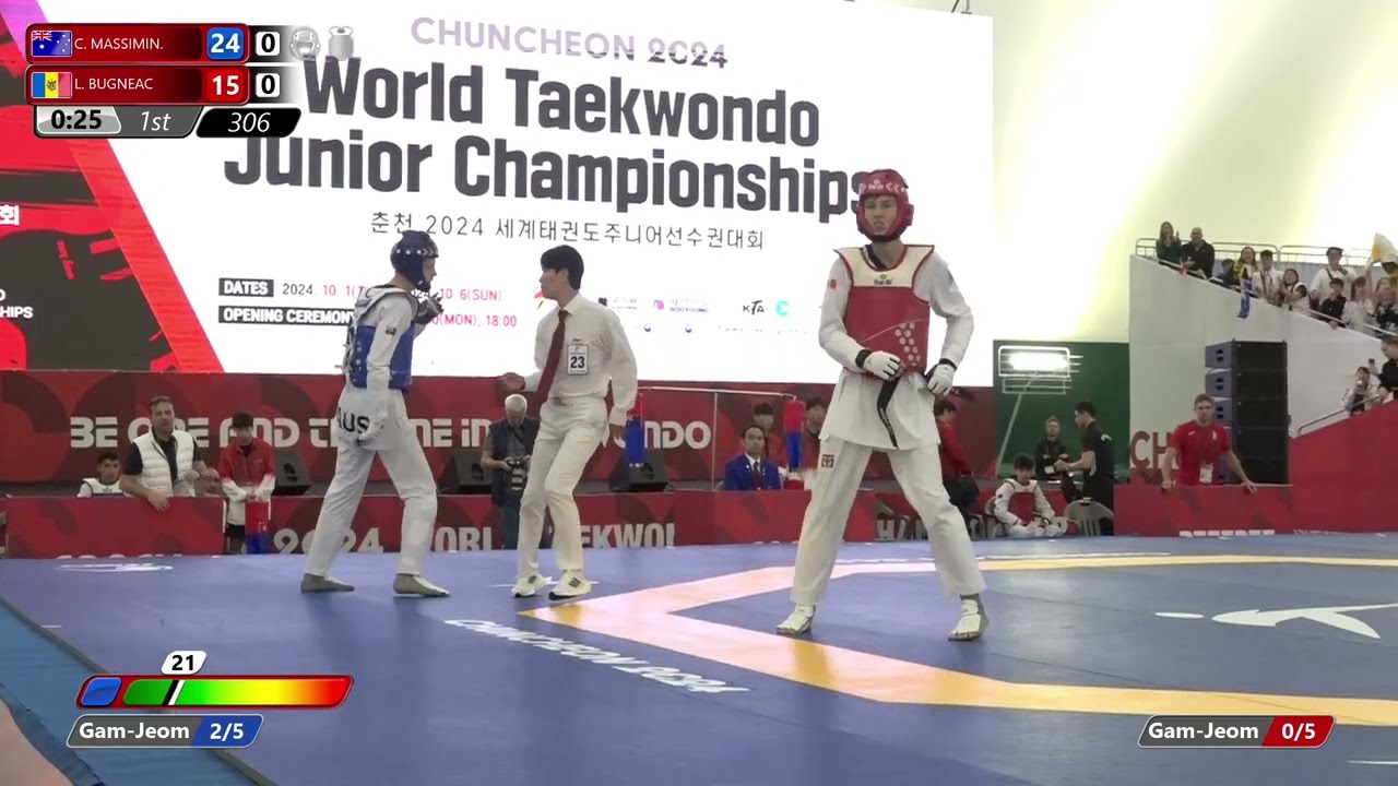306 Round of 64 Men 63kg AUS C MASSIMIN MDA L BUGNEAC background