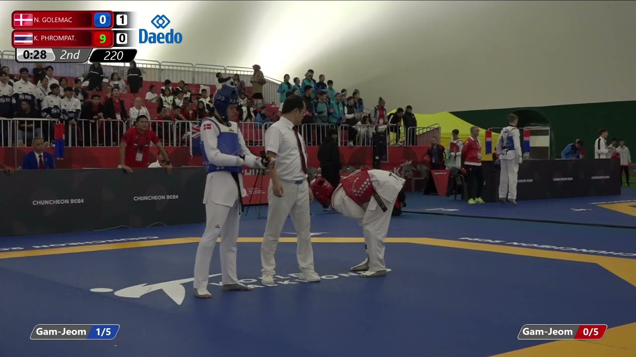 220 Round of 32 Men 68kg DEN N GOLEMAC THA K PHROMPAT