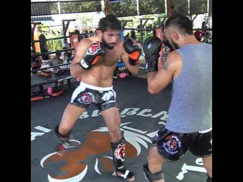 Marat Grigorian sparring with pro team @ Tiger Muay Thai background
