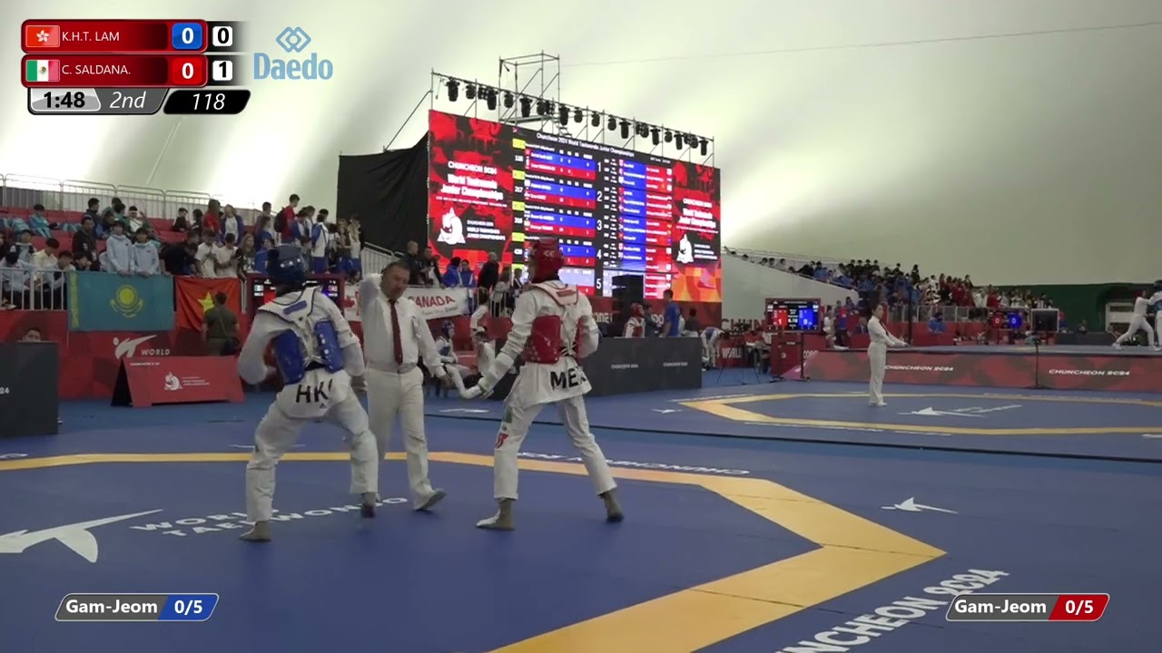 118 Round of 32 Men 68kg HKG K H T LAM MEX C SALDANA background