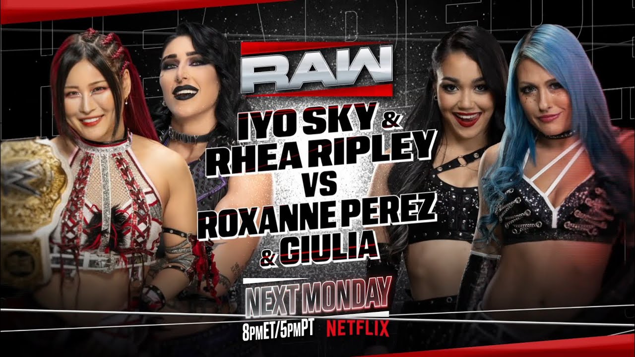 Iyo Sky & Rhea Ripley vs Roxanne Perez & Giulia (2/2): Raw, May. 12, 2025 background