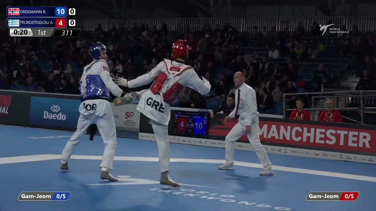 311 Round of 16 MEN M 80KG NOR ORDEMANN R GRE TELIKOSTOGLOU A background