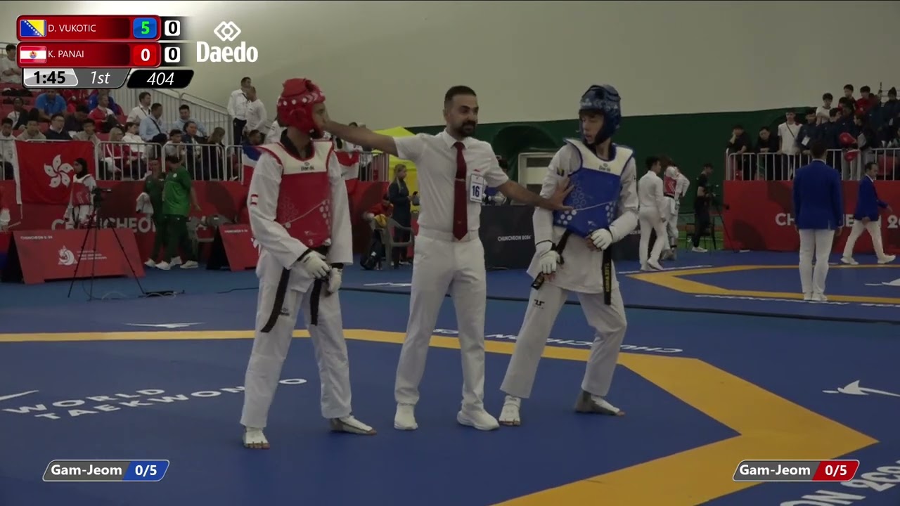 404 Round of 64 Men 63kg BIH D VUKOTIC FPO K PANAI background