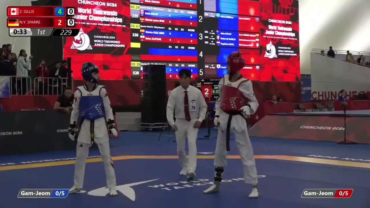 229 Quarter Final Men 45kg CAN GILLIS Zach GER SPARRE Nikolai yuma background
