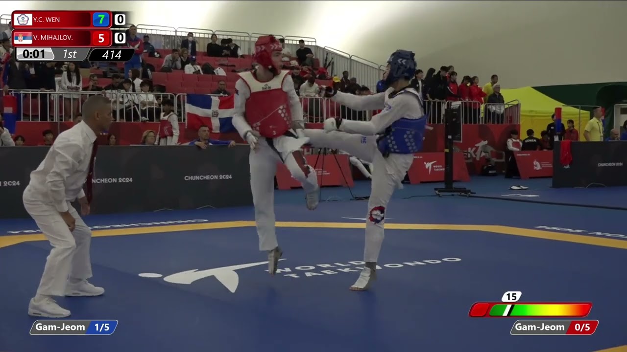 414 Round of 32 Men 63kg TPE WEN Yen che SRB MIHAJLOVIC Vuk backdrop
