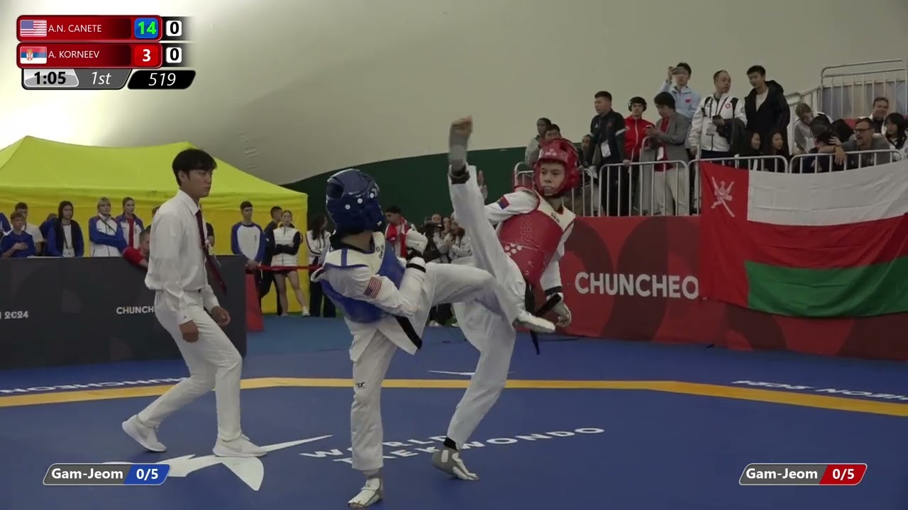 519 Round of 32 Men 51kg USA A N CANETE SRB A KORNEEV background