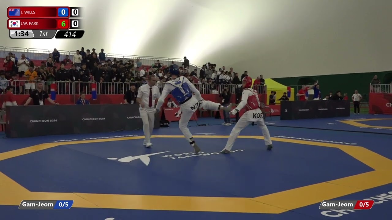 414 Round of 32 Men 73kg NZL J WILLS KOR J W PARK