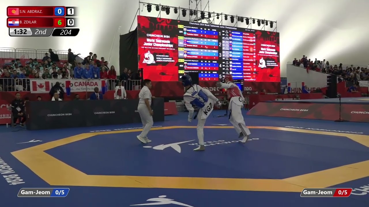 204 Round of 64 Men 48kg KGZ S N ABDRAZ CRO B ZDILAR background