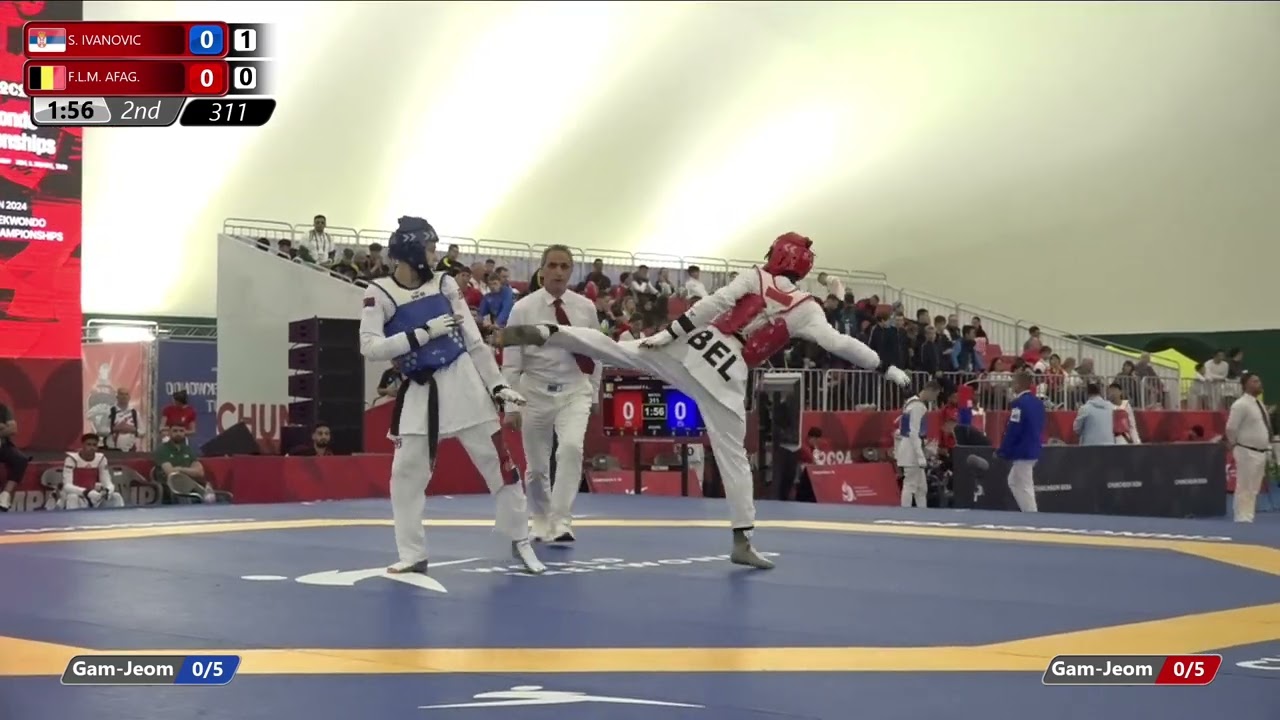 311 Round of 32 Men 55kg SRB S IVANOVIC BEL F L M AFAG background