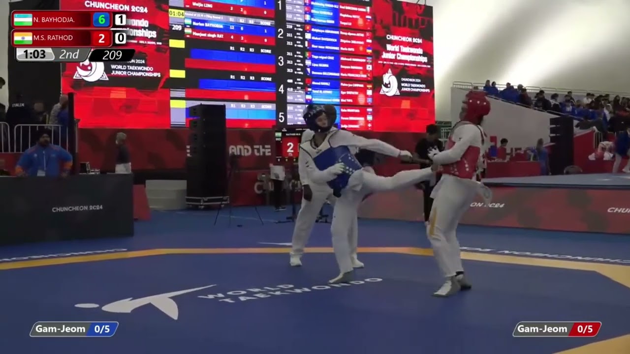 209 Round of 32 Men +78kg UZB BAYHODJAEV Nurlan IND RATHOD Manjeet singh background