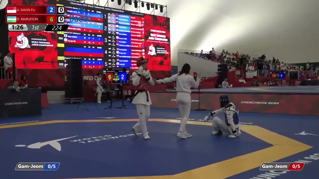 224 Round of 16 Men 45kg INA DAVIN FULVIAN Audrey UZB MARUFJONOV Dilmurodjon background