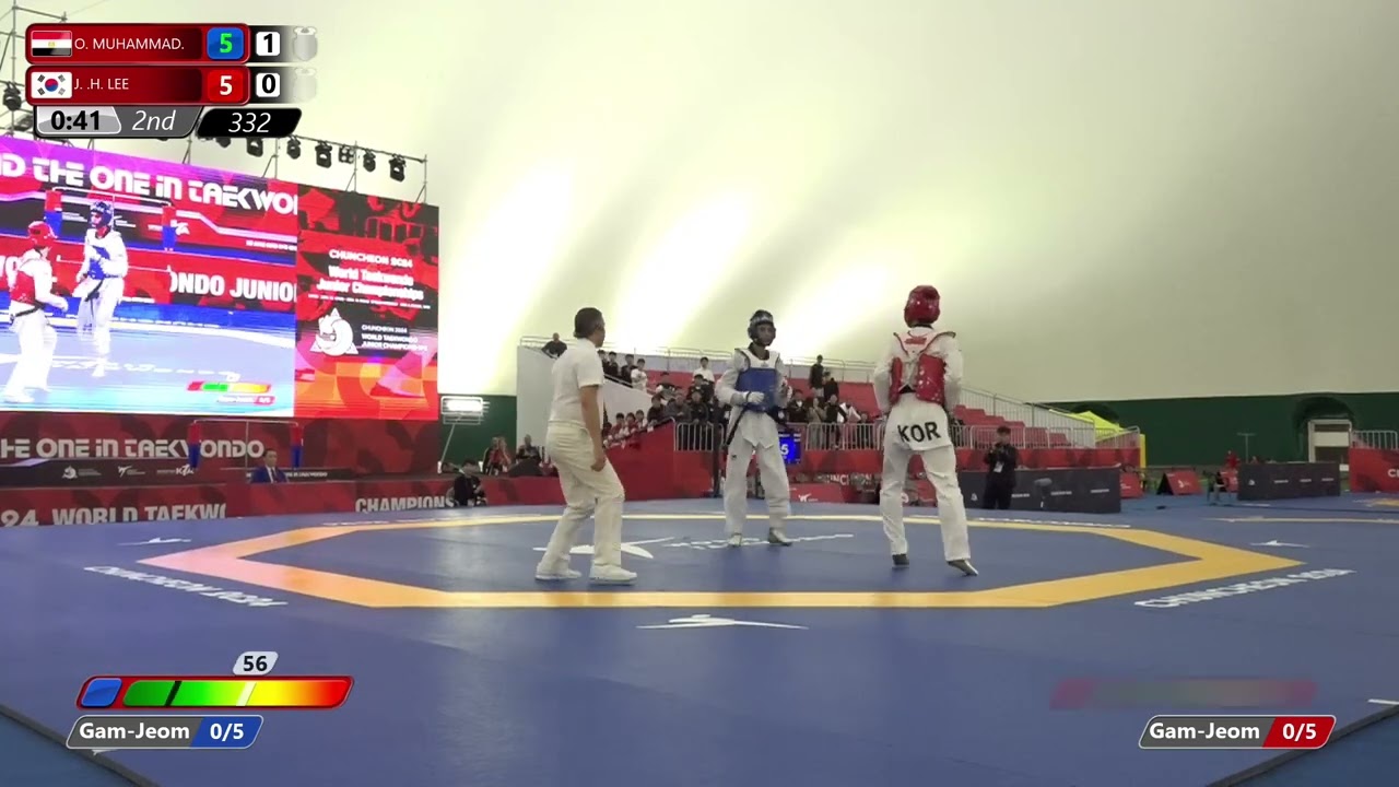 332 Semifinals Men 68kg EGY O MUHAMMAD KOR J H LEE background