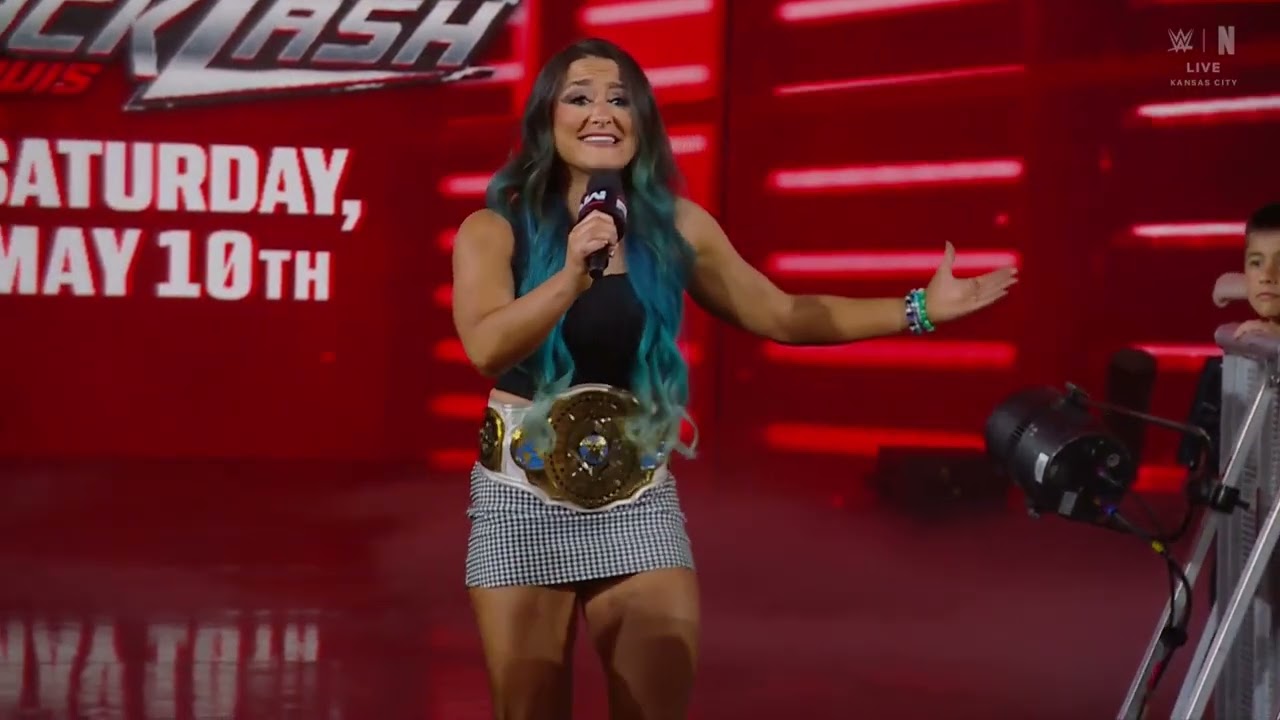 Becky Lynch accepts the challenge of Lyra Valkyria for Backlash: Raw, Apr. 28, 2025 background