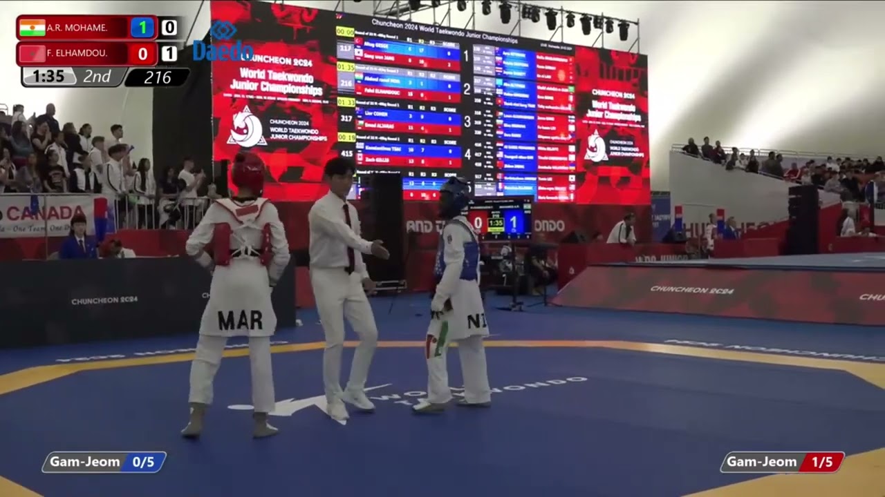 216 Round of 32 Men 45kg NIG MOHAMED ALFAZAZI Abdoul raouf MAR ELHAMDOUCHI Fahd