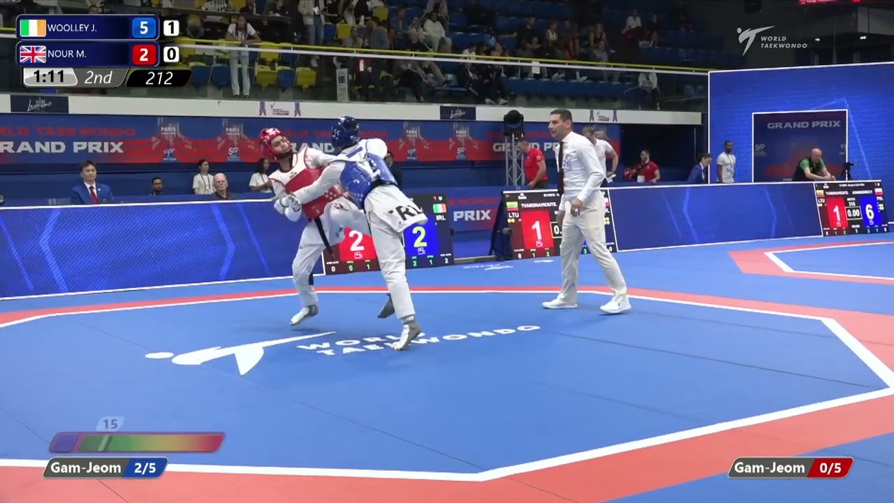 212 Round of 32 MEN M 58KG IRL WOOLLEY J GBR NOUR M background