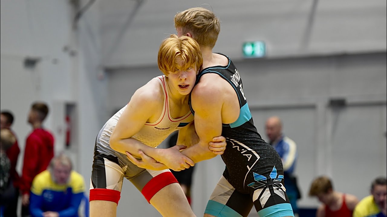 U15 D. Nikitin (SWE) vs T. Väärtnõu (EST) 62kg. Youth boys greco-roman wrestling. background