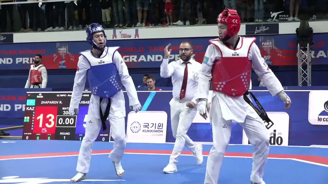 306 Round of 32 MEN M +80KG FRA TADJIBAEV A KAZ ZHAPAROV R background