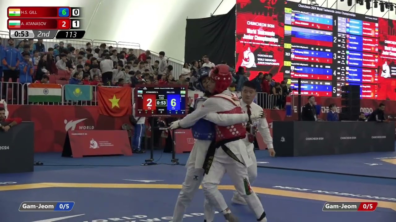 113 Round of 32 Men 55kg IND H S GILL BUL A ATANASOV background