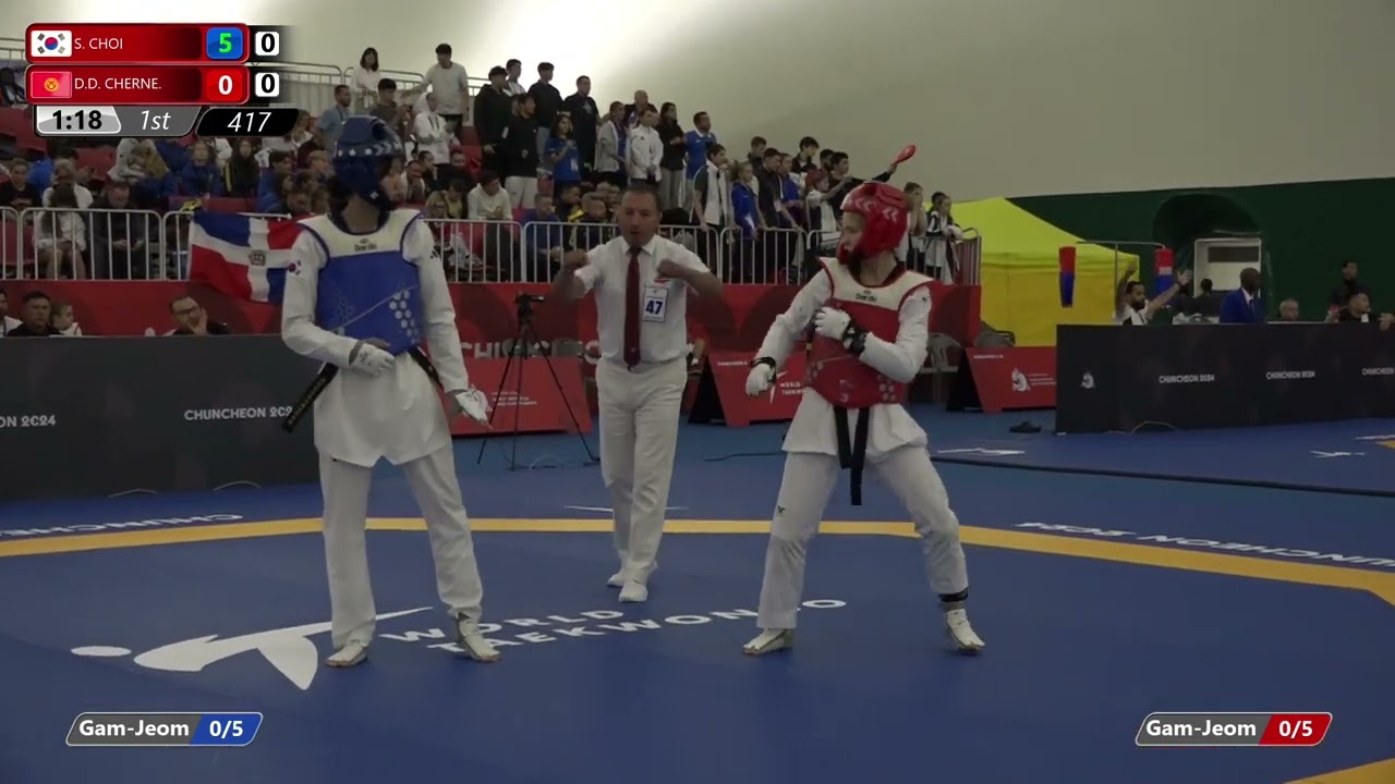 417 Round of 32 Women 59kg KOR S CHOI KGZ D D CHERNE background