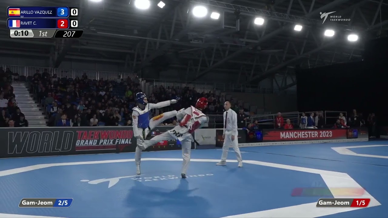 207 Round of 16 MEN M 58KG ESP ARILLO VAZQUEZ H FRA RAVET C background