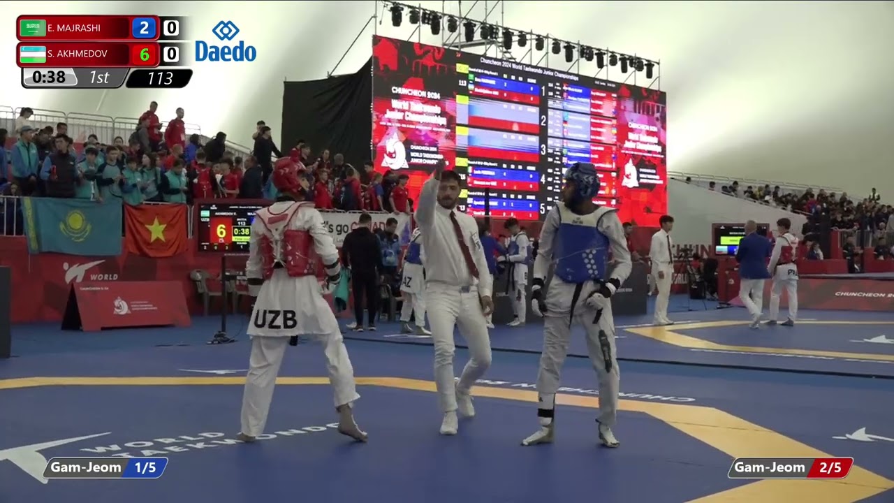 113 Round of 32 Men 59kg KSA E MAJRASHI UZB S AKHMEDOV background