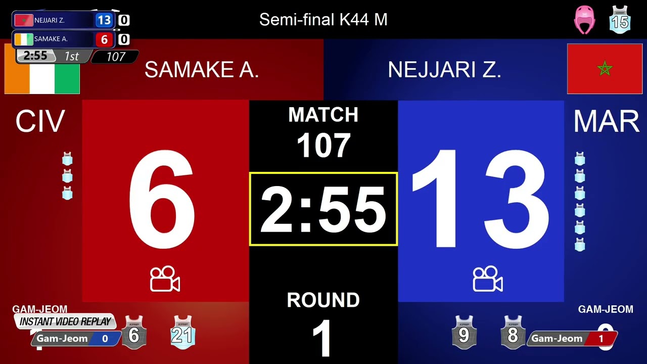 107 K44 SF Men 58kg Male Zakaria NEJJARI Aboubacar sidiki SAMAKE | African Qualification Tournament