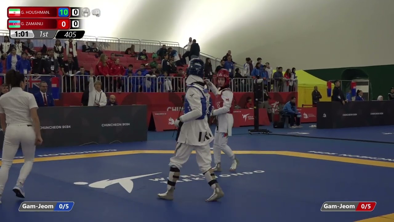 405 Round of 64 Women 42kg IRI G HOUSHMAN AZE G ZAMANLI